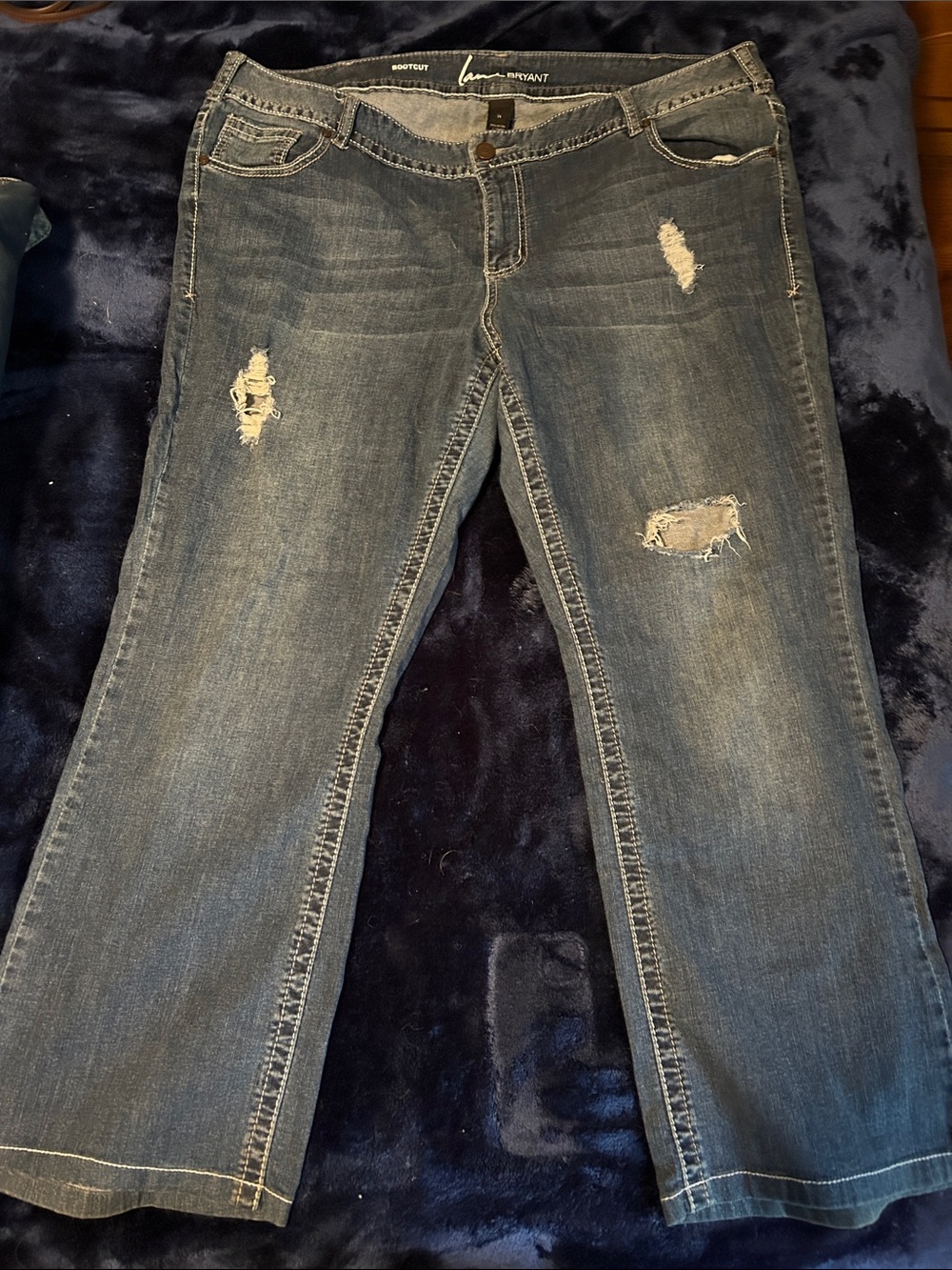 Lane Bryant Boot Cut Distressed Jeans - Medium Blue Wash